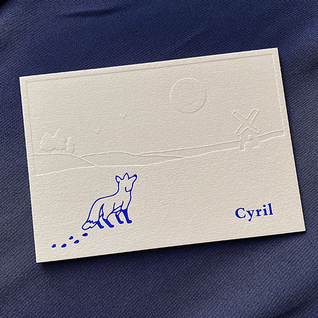 geboortekaartje op maat illustratie blinddruk letterpress gent jongen blauw