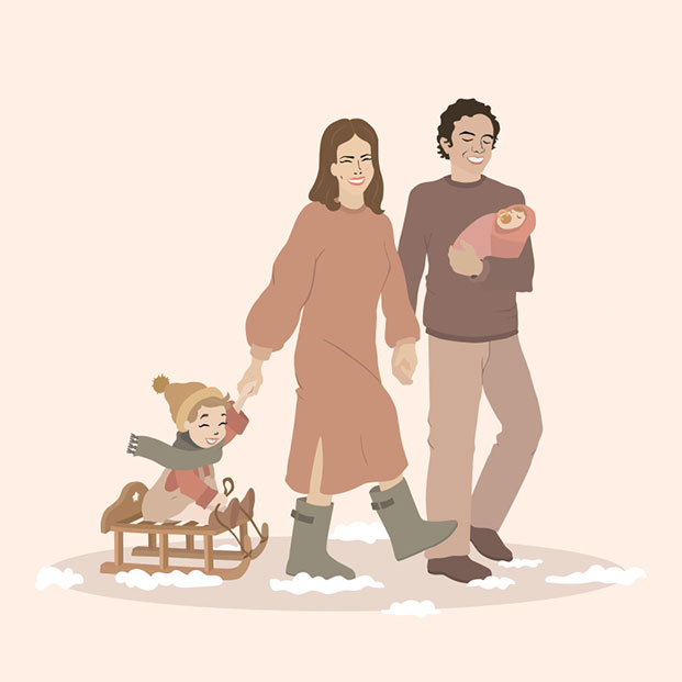 geboortekaartje illustratie op maat gezinsportret koppelportret gent meisje