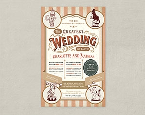 circusposter op maat illustraties huwelijk huwelijksuitnodigingen gent trouwuitnodiging